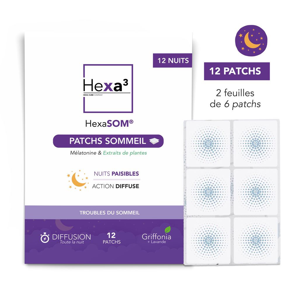 Patchs Sommeil Mélatonine 12 nuits HexaSOM® Hexa3