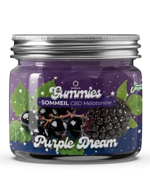 Gummies CBD Sommeil I Purple Dream I Cassis/Mûre – 20mg CBD & mélatonine – Sans THC – 30 gummies